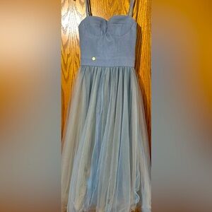Blue and Gray Textured Fabric with Gold Pendant Size S MoliFusu Dress